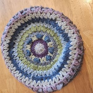 Multi color crochet beret style beanie